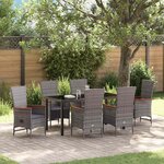 vidaXL Ensemble de salle à manger pour jardin 7 Pièces Gris Poly rotin