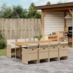 vidaXL Ensemble à manger de jardin et coussins 9 Pièces beige Poly rotin