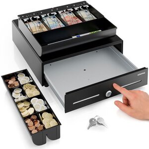 ACROPAQ Tiroir Caisse 34x33x10 cm- Compatible Caisse Enregistreuse RJ11- Ouverture par Pression - Insert Amovible