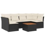 vidaXL Salon de jardin 7 Pièces avec coussins noir résine tressée
