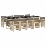 vidaXL Ensemble à manger de jardin et coussins 11 Pièces mélange beige