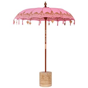 vidaXL Parasol balinais 260 Rose 180-190 cm Coton et bois massif