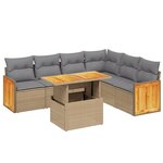 vidaXL Salon de jardin avec coussins 7 Pièces beige résine tressée