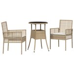 vidaXL Ensemble de salle à manger pour jardin 3 Pièces Beige Poly rotin