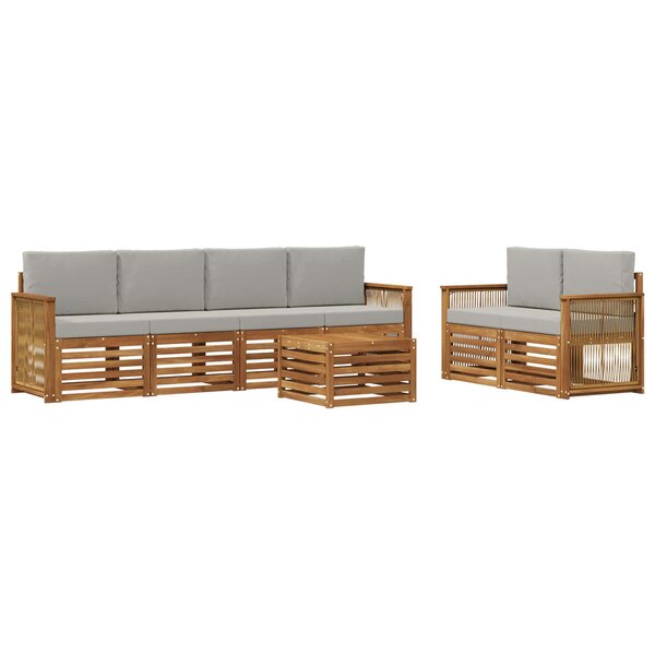 vidaXL Ensemble de canapés d'extérieur 7 pc Naturel et gris clair