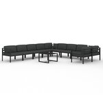 vidaXL Salon de jardin 11 Pièces avec coussins Aluminium Anthracite