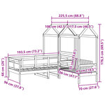 vidaXL Ensemble de lit de jour et de banc et toit 90x190 cm pin massif
