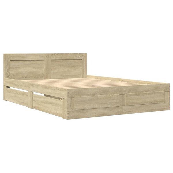 vidaXL Cadre de lit et tête de lit sans matelas chêne sonoma 140x190cm