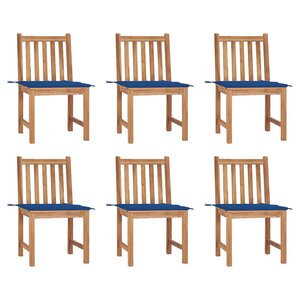vidaXL Chaises de jardin lot de 6 avec coussins Bois de teck massif