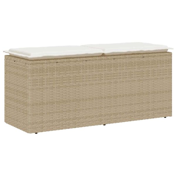 vidaXL Banc de jardin avec coussin beige 110x40x44 cm résine tressée