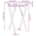 vidaXL Table à manger cadre en X 50x50x75 5cm bois de pin massif acier