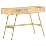 Bureau table poste de travail meuble d'ordinateur informatique étude avec tiroirs 100 x 55 x 75 cm bois solide de manguier brun 02_0023461