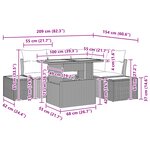 vidaXL Ensemble de repas de jardin de 5 pièces avec coussins gris en poly rattan