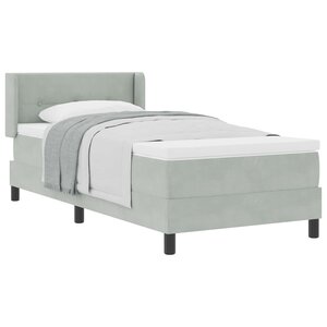 vidaXL Lit à ressorts avec matelas Gris clair 200 x 100 cm Polyester