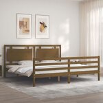 vidaXL Cadre de lit sans matelas marron miel 200x200 cm bois massif