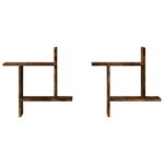 vidaXL Étagères murales 2 Pièces chêne fumé 50x12x50 cm Bois d'ingénierie