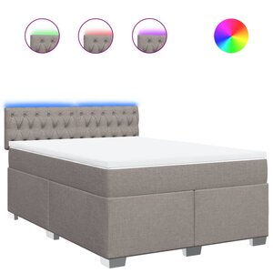 vidaXL Sommier à lattes de lit avec matelas Taupe 140x200 cm Tissu