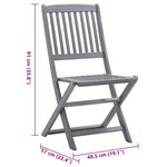 vidaXL Chaises pliables d'extérieur lot de 6 et coussins Bois d'acacia