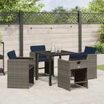 vidaXL Ensemble de salle à manger de jardin 5 pièces avec coussins Gris Poly Rattan