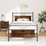 vidaXL Cadre de lit sans matelas chêne fumé 100x200 cm bois ingénierie