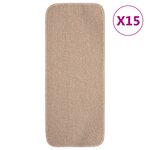 vidaXL Tapis escalier antidérapants 15 Pièces 60x25cm Beige Rectangulaire