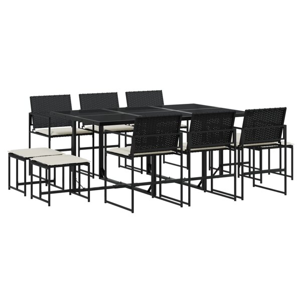 vidaXL Ensemble à manger de jardin 11 Pièces coussins noir résine tressée