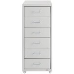 Caisson de bureau 69 cm meuble en métal 6 tiroirs gris clair 08_0000394