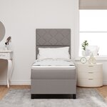 vidaXL Lit à ressorts avec matelas et lumière LED taupe  80 x 200 cm  cadre en tissu