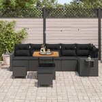 vidaXL Ensemble de canapé de jardin 9 Pièces Noir polyrotin