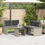 vidaXL Salon de jardin 4 Pièces avec coussins gris clair résine tressée