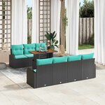 vidaXL Ensemble de canapé de jardin 8 Pièces Noir Poly rotin