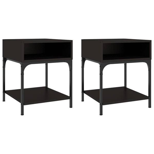 vidaXL Tables de chevet 2 Pièces noir 40x41x50 cm bois d’ingénierie