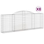vidaXL Paniers à gabions arqués 8 Pièces 300x30x100/120 cm fer galvanisé