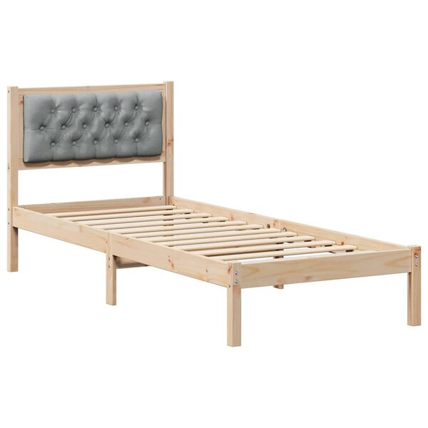 vidaXL Cadre de lit avec tête de lit Gris clair 80 x 200 cm Pin massif