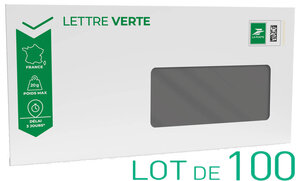 Prêt-à-Poster - Lettre Verte - 20g - Format DL - Enveloppes à fenêtre en lot de 100