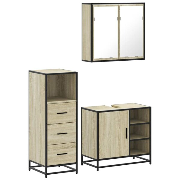 vidaXL Ensemble de meubles de salle de bain 3 Pièces chêne sonoma