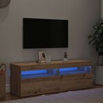 vidaXL Meuble TV avec lumières LED chêne artisanal bois d'ingénierie