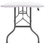 Table pliable de jardin avec 2 bancs 180 cm acier et pehd blanc 02_0018691