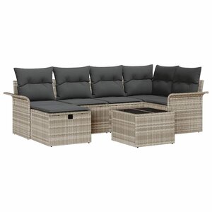 vidaXL Ensemble de canapé de jardin 7 Pièces Gris clair polyrotin