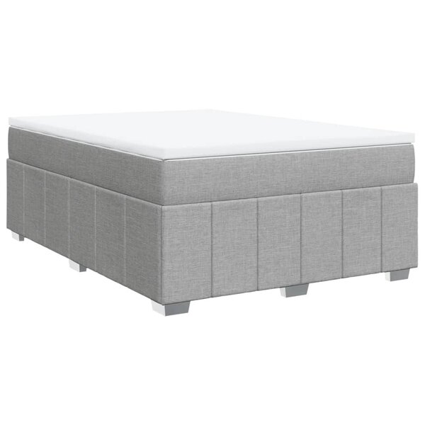 vidaXL Sommier à lattes de lit avec matelas Gris clair 140x190cm Tissu