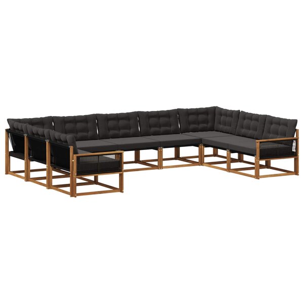 vidaXL Ensemble de canapés d'extérieur 9 pc Naturel et noir