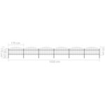vidaXL Clôture de jardin à dessus en lance Acier (1-1 25)x10 2 m Noir