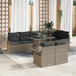 vidaXL Ensemble de canapé de jardin 9 pièces avec coussins gris en poly rotin
