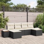 vidaXL Ensemble de canapé de jardin avec coussin 6 Pièces Noir Poly rotin