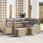 vidaXL Ensemble de canapé de jardin 9 Pièces Beige Poly rotin