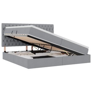 vidaXL Lit de rangement LED avec matelas Gris clair 200 x 200 cm Tissu