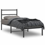 vidaXL Cadre de lit métal sans matelas avec tête de lit noir 80x200 cm