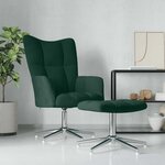vidaXL Chaise de relaxation avec tabouret Vert foncé Velours