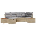 Ensemble de Canapés de Jardin vidaXL 6 Pièces avec Coussins Beige Poly Rattan
