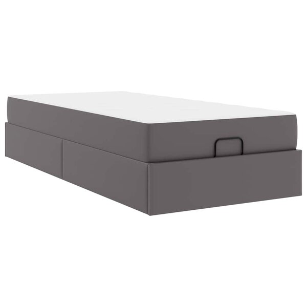 vidaXL Cadre de lit avec matelas Gris 90 x 200 cm Faux cuir